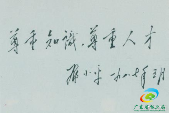 邓小平1987年5月的题词：尊重知识，尊重人才。