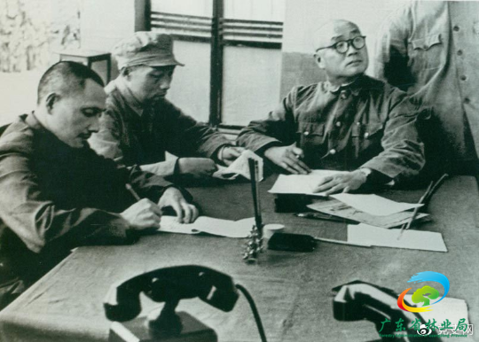 　　1949年11月1日起，人民解放军向西南进军。图为邓小平与刘伯承、张际春等研究进军西南问题。